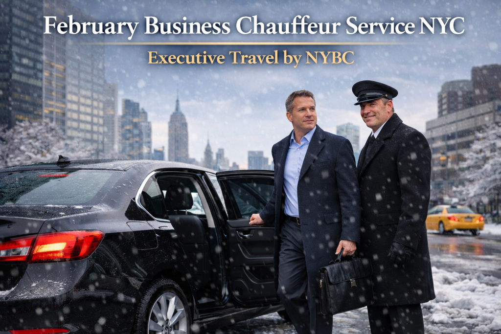 February business chauffeur service in NYC with executive black car and professional NYBC chauffeur