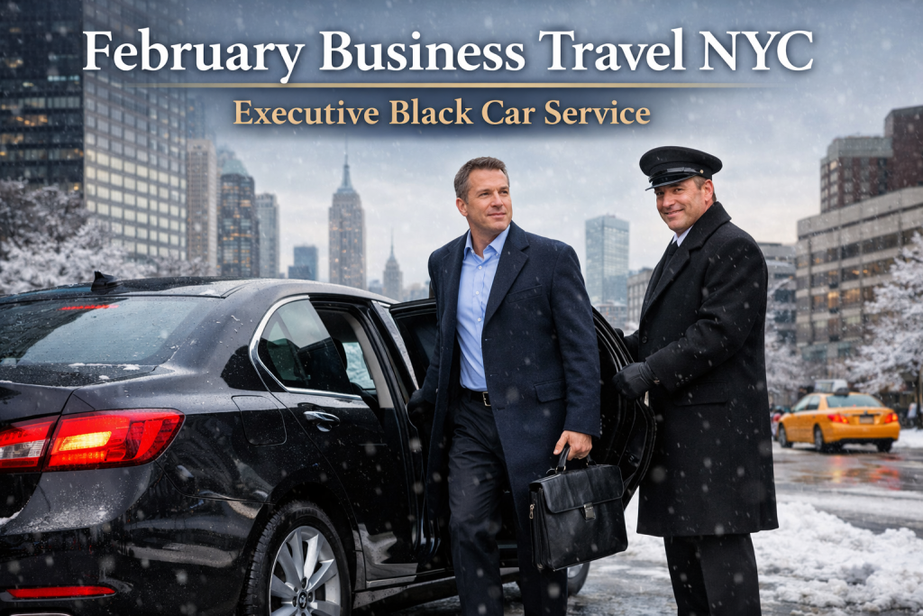 Executive black car service in NYC for February business travel with professional chauffeur