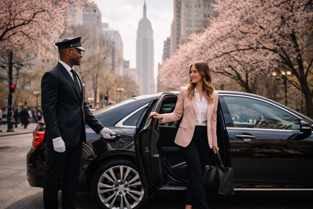 Spring Travel NYC Black Car Service providing luxury chauffeur transportation through New York City during March